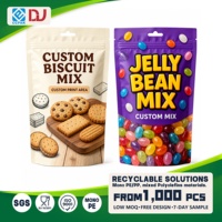 Sachet Doypack avec fermeture éclair et trou de suspension pour mélange de biscuits personnalisés, biscuits et bonbons gélifiés, avec fenêtre photo pour affichage