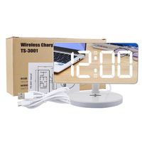 Custom Logo Wekker Oplader Modern Design Plastic Draadloze Led Licht Kleurrijke Desktop Voor Kantoor Of Thuis Gebruik