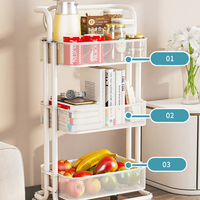 Offre Spéciale 3 niveaux Cuisine en métal roulant Utilitaire panier Mobile Petit Roulement Panier De Stockage Chariot 3 tiroirs De Stockage panier
