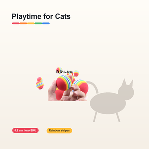 Balle en mousse EVA pour animaux de compagnie, rayée arc-en-ciel, souple, à mâcher, pour chat et chien, 3,5-6,3 <span class=keywords><strong>cm</strong></span>, rebondissante, vente en gros, OEM - Product Image 5