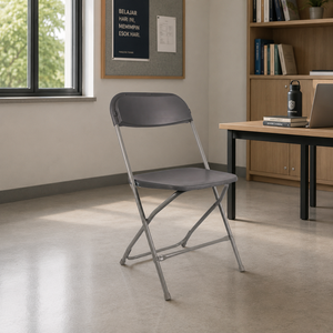 Gray <b>Plastic</b> Folding Chair with Metal Frame-Lightweight Portable Comfortable for Outdoor & Garden Use - Product Image 1