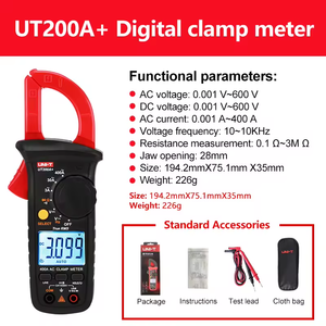 UNI-T kỹ thuật số kẹp mét ut200a + AC hiện tại Đo Kìm Ampe kế đúng RMS Điện áp Tester - Product Image 5