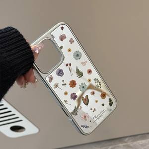 เคสโทรศัพท์ชุบโลหะด้วยไฟฟ้าสไตล์เกาหลีลายดอกไม้สดใสสำหรับ15 Pro 16 16 PRO MAX 13 15กระจก iPhone 16 - Product Image 5