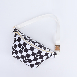 กระเป๋าคาดเอวแฟชั่นไนลอนแบบยูนิเซ็กส์ รุ่นจัมโบ้ ลายตารางขาวดำ พิมพ์ลายทั้งใบ ปิดซิป กันน้ำ พกพาสะดวก - Product Image 5