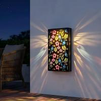 Lanterne murale solaire Tucan tropical IP44 étanche - Lanterne de jardin LED avec projection de rayons de soleil pour patio, clôture, cour
