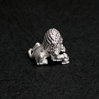 Breloque Lion Gardien Chinois Vintage en Argent Sterling 925 Massif pour Fabrication de Bracelets DIY, Perle Breloque Animale, Bijoux Fins
