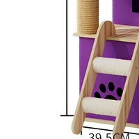 Arbre à chat multi-niveaux en MDF et carton ondulé avec jouet électrique, emballage écologique, montage facile pour salon/bureau