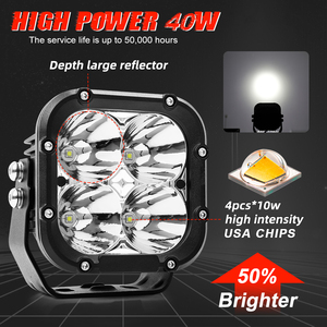 Luz Led de conducción todoterreno, cubo cuadrado, Aux, <span class=keywords><strong>2022</strong></span> M, 12V, 24V, 5 pulgadas, 40W, para <span class=keywords><strong>Toyota</strong></span>, nuevo diseño 750 - Product Image 2