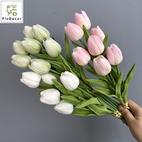 Bunga Tulip Putih Buatan 35CM 7 Tangkai, Sentuhan Realistis, Bunga Tulip Kecil Coklat untuk Dekorasi Pernikahan dan Rumah