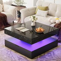 Table basse carrée Mobilier de salon en marbre Support TV et table basse