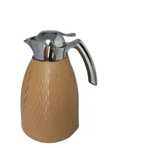 Tea Jug Coffee Vacuum Kettle Thermos Flask Kettle With Pu Zipper Leather Case hot water Insulated stainless steel kettle