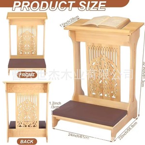 Banc de prière en bois avec coussin 24x22x32 pouces, design traditionnel pour église ou usage domestique - Product Image 1