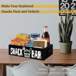 Wooden storage box, simple household desktop snack storage box with handle, <b>potato</b> chip storage box, candy display box - Product Image 2