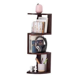 Solid Wood Corner <b>Shelf</b> 3 Tier Oak Desk Storage Rack For Living Room Bookcase Organizing Display Stand - Product Image 5