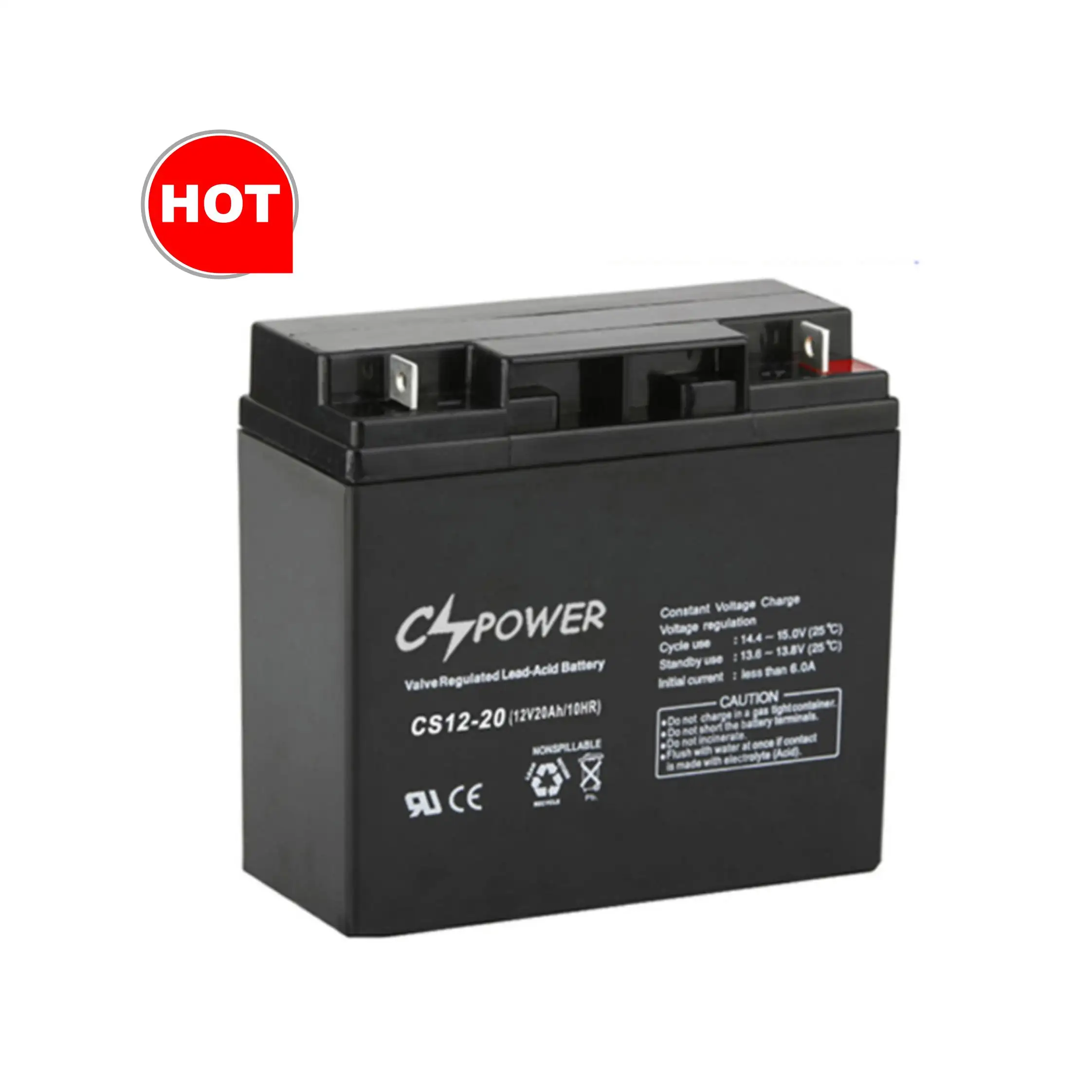 CSPower 2018 CSPOWER SMF UPS Batterie 12V 20Ah,VRLA AGM Batterie Plomb-Acide Scellée CS12-20