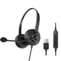 Casque USB pour centre d'appels - Casque filaire à réduction de bruit avec microphone pour le bureau et les réunions, compatible ordinateur portable et téléphones mobiles