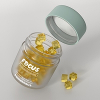 Conteneur de bouteille de capsule de supplément de pilule en verre transparent givré avec couvercle à vis