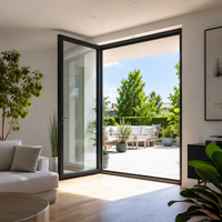Porte à battant en aluminium à rupture de pont thermique sur mesure, double vitrage trempé Low-E, ouverture vers l'extérieur, idéale pour chambre à coucher