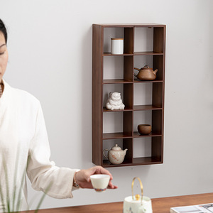 Estante de exhibición de madera de estilo chino, soporte de varios niveles para juego de té, soporte para adornos, para uso en escritorio - Product Image 1