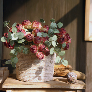 Roses artificielles Yihua Floral Art, fleurs en soie de 24 cm, rose champagne, rose orange, rose rouge vin, décorations pour salon - Product Image 3