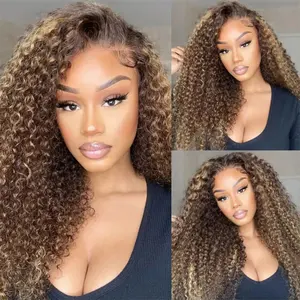 Wholesale 13x4 Highlight Wig Human Hair Water Wave Lace Front Brazilian Hair Invisible Hd 13x4 Swiss Lace Frontal Piano Wig