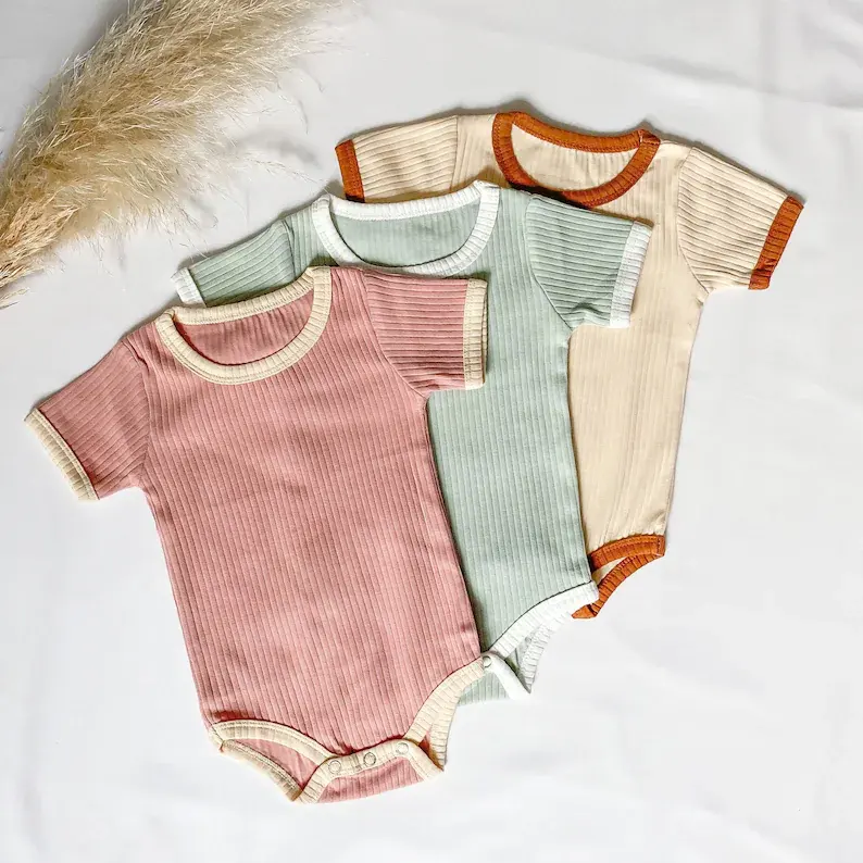 Pelele de algodón acanalado para bebé recién nacido, traje de manga corta, monos para niño y niña, ropa de bebé de 0 a 12M