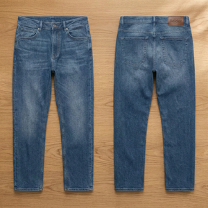 Minzi Industries Jeans de mezclilla vintage lavados para hombre, corte recto, tiro medio, azul casual, transpirables, ecológicos, lavables, con lavado a la arena - Product Image 1