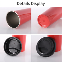 CHUFENG Nouvelle tasse à café en acier inoxydable à double paroi réutilisable avec couvercle en silicone