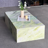 Table basse carrée en marbre vert clair naturel de style nordique de luxe, petite table pour villa, hôtel, salon