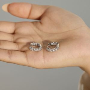 Boucles d'oreilles classiques Dylam Eternity, plaquées or 18 carats, argent S925, pierre en moissanite D VVS1, boucles d'oreilles à clip pour femmes - Product Image 2