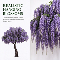 Bunga Wisteria Ungu Sutra Berkualitas Tinggi 5m*4m, Pohon Wisteria Buatan untuk Dekorasi Rumah, Taman, Pernikahan, Komersial, Dapat Disesuaikan