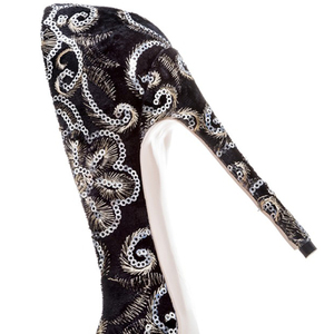 <span class=keywords><strong>Eleganti</strong></span> ricami dorati neri comodi da <span class=keywords><strong>donna</strong></span> sandali neri <span class=keywords><strong>scarpe</strong></span> <span class=keywords><strong>eleganti</strong></span> grigiore - Product Image 5