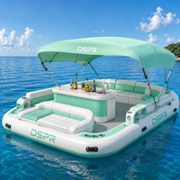 Île flottante gonflable pour parc aquatique avec logo personnalisé, taille sur mesure et table à boissons pour yacht, marina, plage, loisirs et usage extérieur