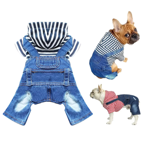 Sudadera con Capucha de Mezclilla para Perros, Linda Chaqueta Azul Clásica de Primavera para Perros Pequeños y Medianos, Diseño a Cuadros - Product Image 1