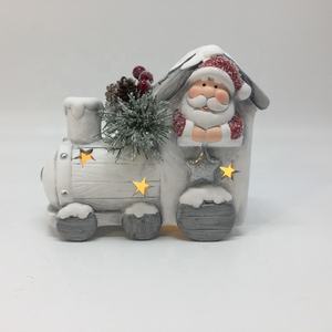 Artisanat et cadeaux en céramique de Noël, Père Noël conduisant un <span class=keywords><strong>train</strong></span> avec un modèle de bonhomme de neige - Product Image 2