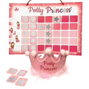 Orinal magnético plegable para niños, tabla de recompensa de estrella con cuerda, color rosa - Product Image 1