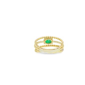 Anillo de Oro de 18K con esmeraldas y diamantes cultivados Anillos para mujer - Product Image 4