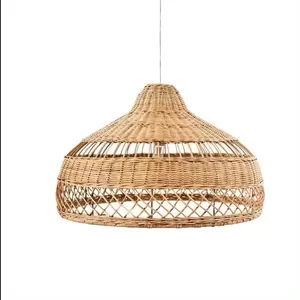 Lampe vintage en rotin et bambou tissée lustres créatifs de décoration abat-jour en rotin Fournisseur Amazon