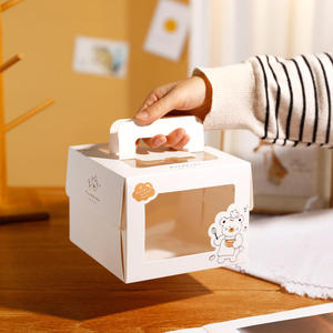 Vendita calda stampa personalizzata torta scatola con finestra scatola di carta da forno con manico per <span class=keywords><strong>torte</strong></span> festa di compleanno - Product Image 5
