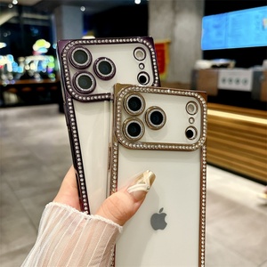 Diamond Edge 6d square Electroplated Tpu Bumper Phone case for iphone 17 air Pro Max 16 15 14,for iphone 17 case <b>Squared</b> - Product Image 4