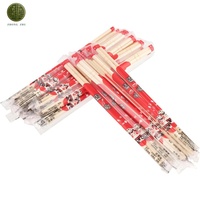 Baguettes jetables en bambou Moso, traditionnelles, emballées dans du papier vert imprimé, écologiques et biodégradables, pour la restauration, le camping, la vente en gros, OEM