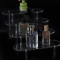 Présentoir en acrylique transparent ovale à 4 niveaux pour Funko Pop, cupcakes, parfums – Support de présentation en acrylique arrondi de 30 cm de large – Vente en gros