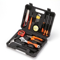 Ensemble de boîte à outils combinée de 16 pièces avec clé à molette, étau, douille hexagonale, ensemble d'outils de travail du bois, kit de réparation d'outils à main, boîte à outils rigide