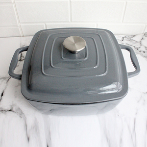 Casserole carrée <span class=keywords><strong>en</strong></span> <span class=keywords><strong>fonte</strong></span> émaillée de 5 pintes, plat à gratin émaillé antiadhésif, four hollandais - Product Image 5