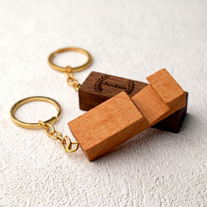 Custom Wooden Keychain Monogram Key <b>Ring</b> Engraved Name <b>Initial</b> Wooden Phone Holder Gift for Promotion - Product Image 1