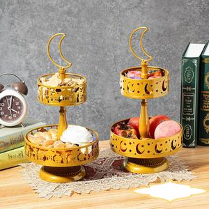 Bandeja Metálica Decorativa para Eid Mubarak, Soporte para Pastel Dorado, Bandejas Decorativas para Ramadán, Soporte para Cupcakes, Bandeja de Dos Niveles para Galletas - Product Image 6