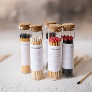 3inch Wooden Matchsticks In Bottle Candle Custom Label Aromatherapy New Custom Colorful Match Sticks In Glass Jar Bottle Matche