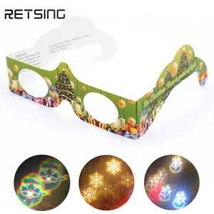 رخيصة ورقة 3D الألعاب النارية نظارات انعراج للبيع مخصص عدسة خاصة تأثير مثل سانتا كلوز/ثلج