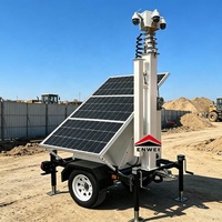 Kamera Pengawas Panel Surya Mini untuk Tempat Parkir, Trailer Pengawas Tenaga Surya 300W, Trailer Keamanan Portabel Bertenaga Surya