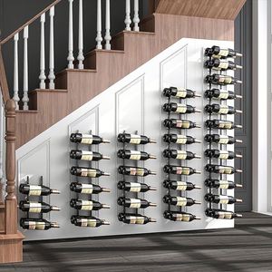 Étagère murale en métal noir pour le rangement du vin et du champagne, support mural pour le vin et le champagne, étagère pour bar à domicile - Product Image 5